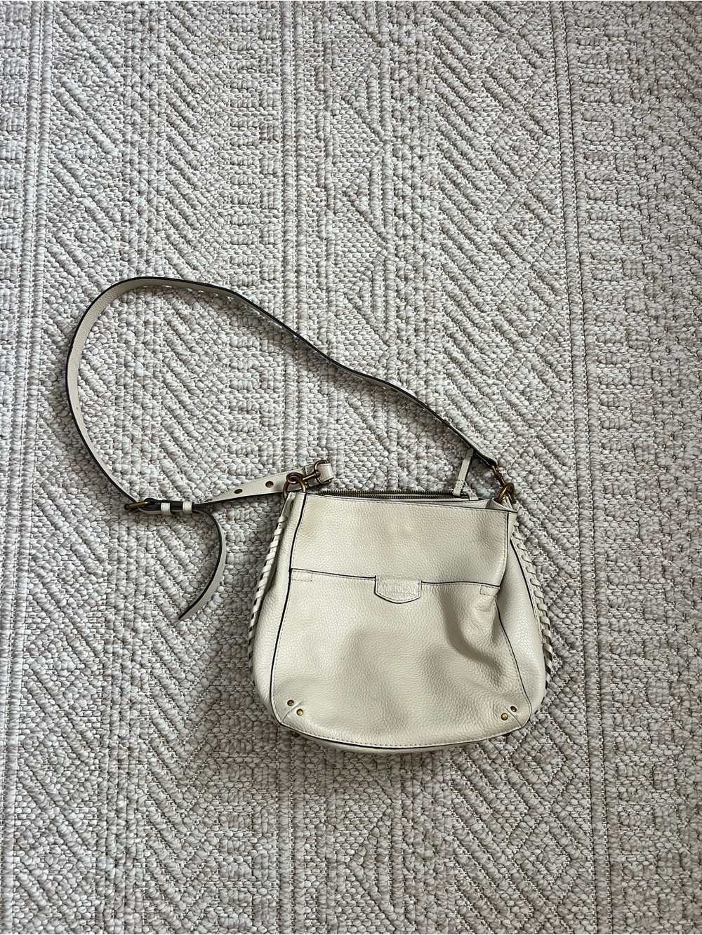 ANERICAN cream leather crossbody bag with gold hardware